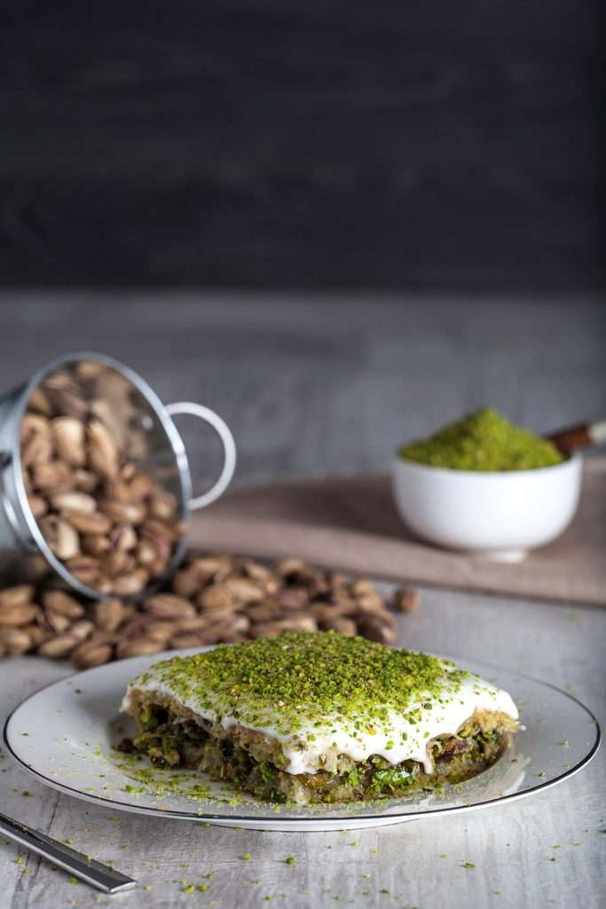 Une part de gâteau à la pistache